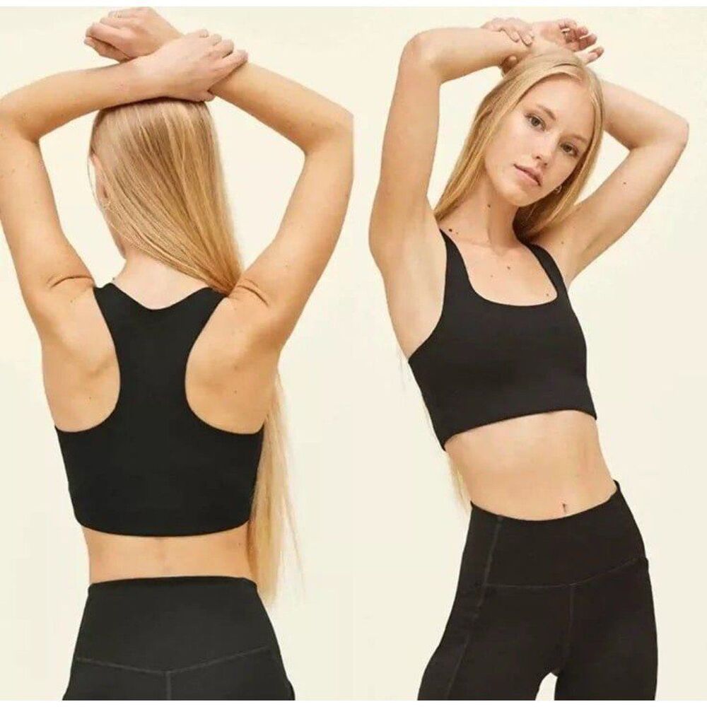 Girlfriend Collective Size XS Black Racerback Sports Bra